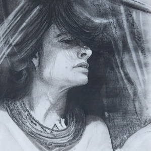 original charcoal drawing "unspoken"